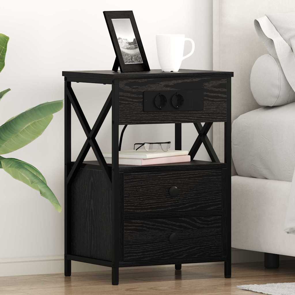 Bedside Cabinet 2 pcs Black oak 40 x 31 x 60 cm Engineered wood
